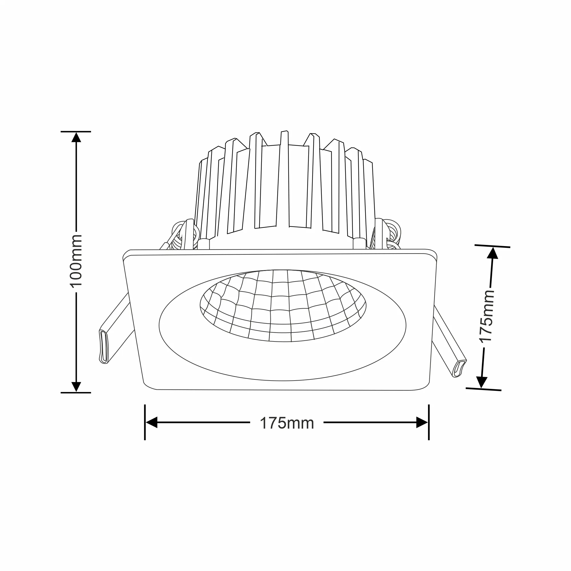 DL200077  Bionic 30, 30W, 700mA, White Deep Square Recessed Downlight, 2475lm ,Cut Out 155mm, 42° , 4000K, IP44, DRIVER INC., 5yrs Warranty.